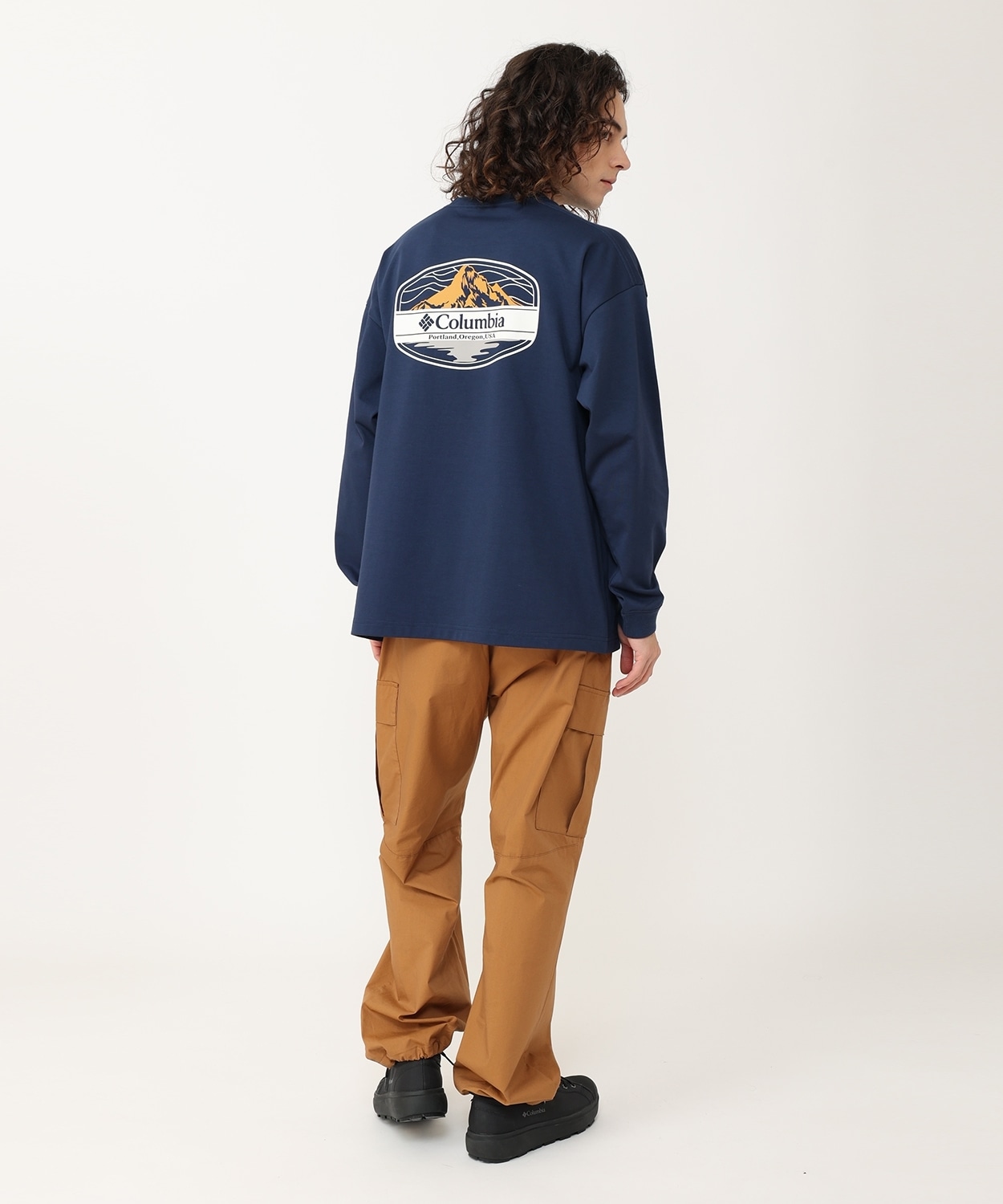 90's Columbia コロンビア毛針フライプリント半袖コットンシャツ