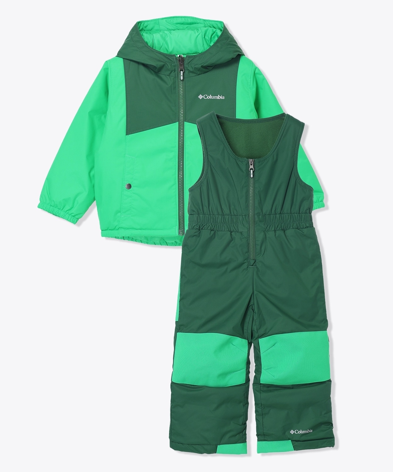 新品Columbia フード付き冬用ウェア セットアップ3T ダブルフレークIIセット(トドラー)(3T Dark Lime Rain Forest