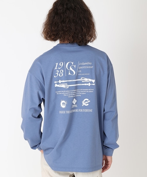 スタックブルックグラフィックロングスリーブTシャツ(S Blue